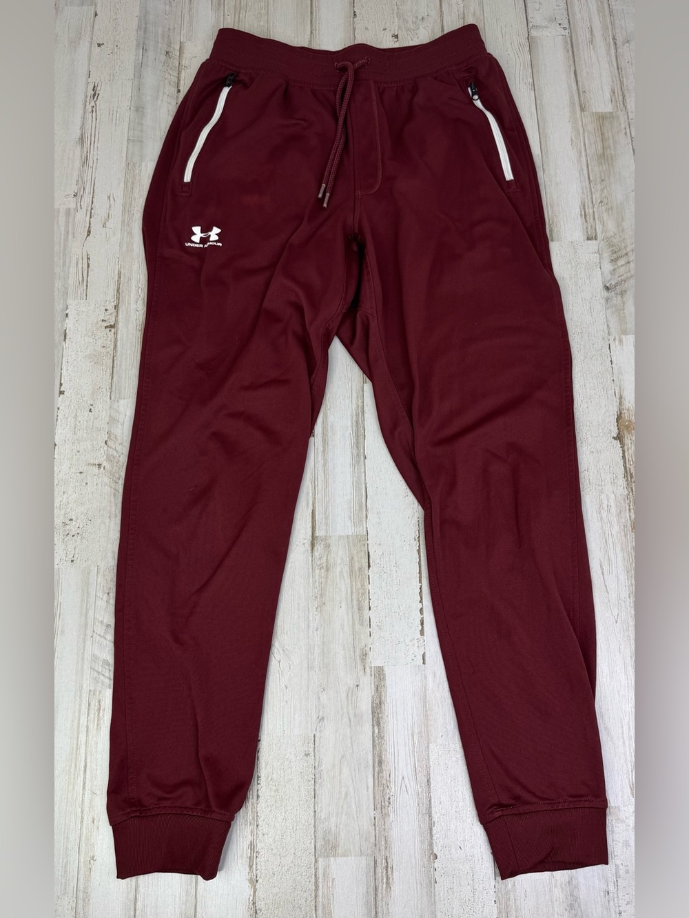 Under Armour Joggers Mens M Maroon Loose Drawstring Fleece Tapered Sweatpants